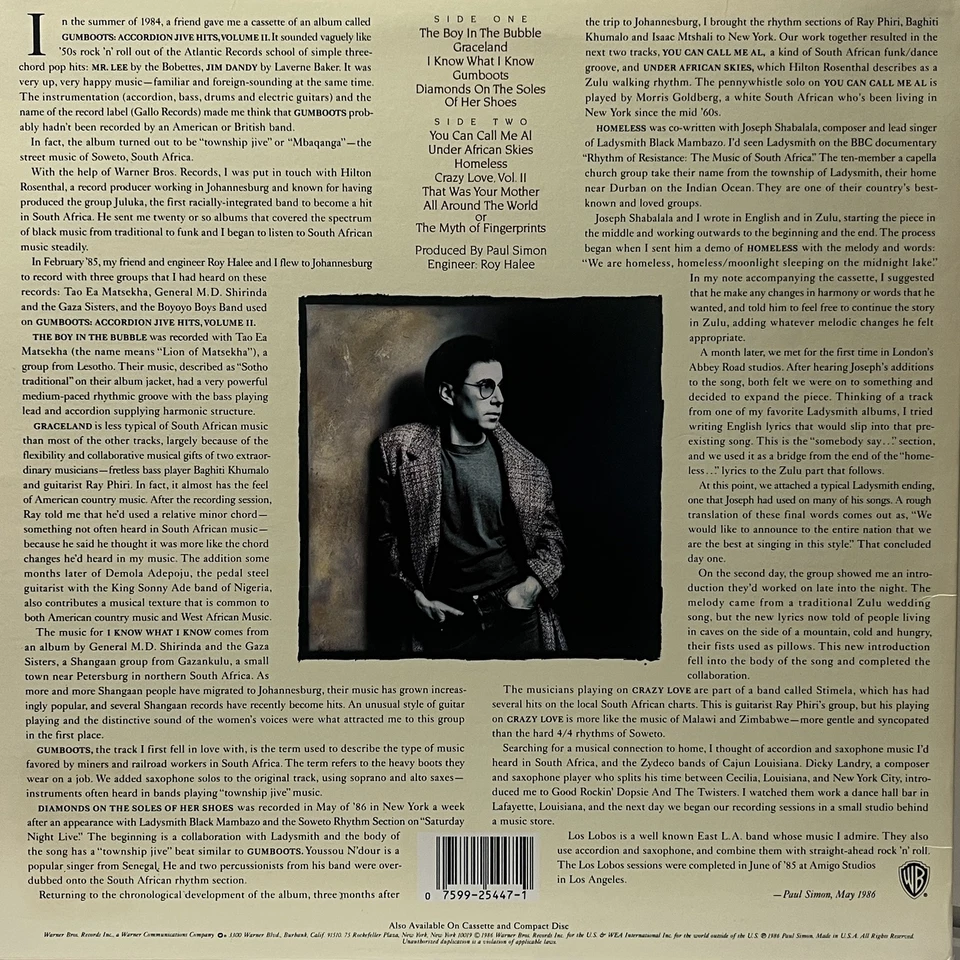 Jazz, Rock, Funk / Soul, Pop, Folk, World, & Country Paul Simon - Graceland Warn - Image 2 of 4