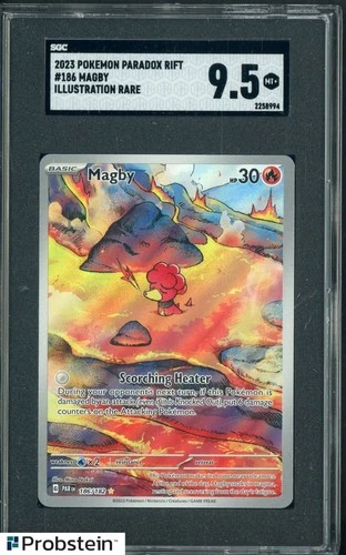 2023 Pokemon Paradox Rift #186 Magby Illustration Rare SGC 9.5 MT+