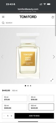 $445 Tom Ford White Suede 100ml / 3.4 oz Eau de Parfum Spray - New Authentic