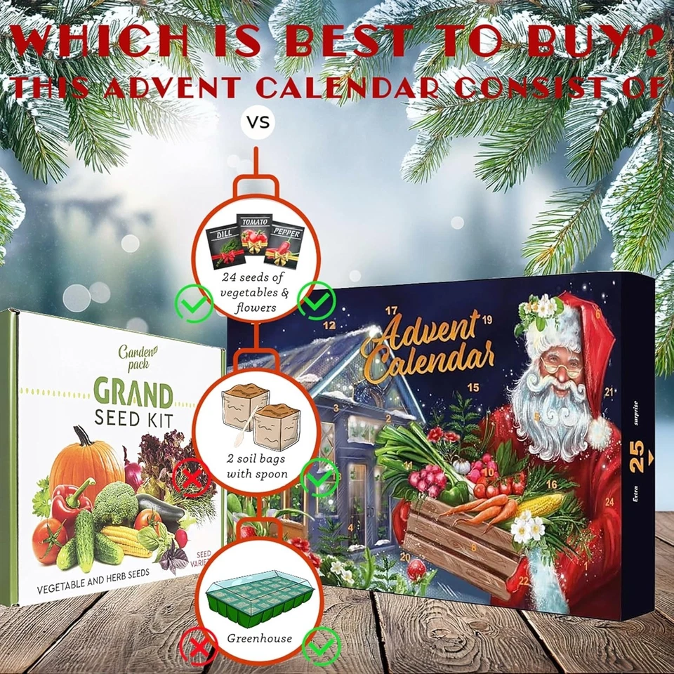 Seeds Advent Calendar 2025 - Assortment of Seeds with Greenhouse Grow Kit - Image 3 of 4