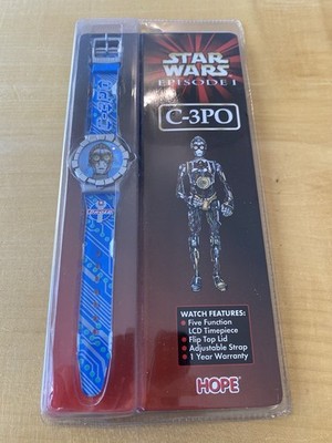 C-3PO Droid LCD Watch 1999 Star Wars Episode I Blue Hope. Neu Versiegelt