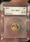 2011 ICG Proof $5 Gold Coin American Eagle 1/10 oz MS70 G5