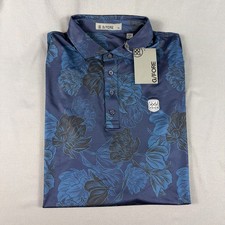 G/Fore G4 Golf Shirt Polo Sleeve Logo Floral Print XL Twilight NWT MSRP 120