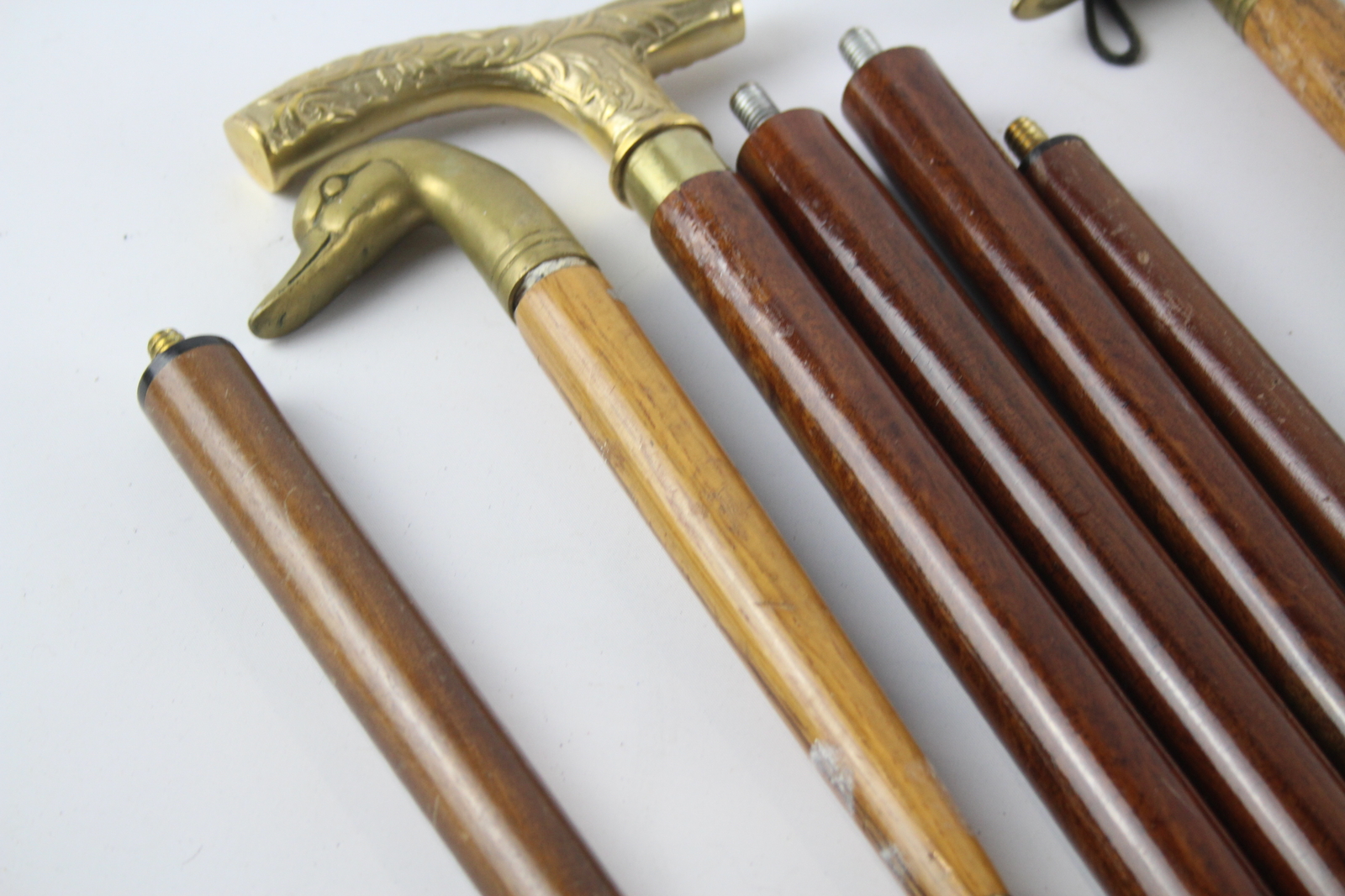 Vintage Brass Headed Gents Accessories Inc Walking Sticks, Shoe Horns