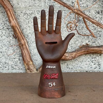 Coca-Cola Cast Iron Hand With Oval Base Coca-Cola Tag And Antique