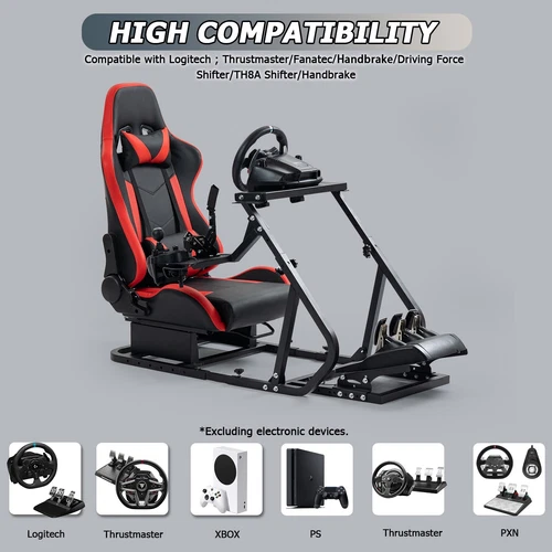 Minneer Racing Sim Cabina Ajustable con Asiento Rojo Ajuste Logitech G29 G920 G923 - Foto 6 de 6