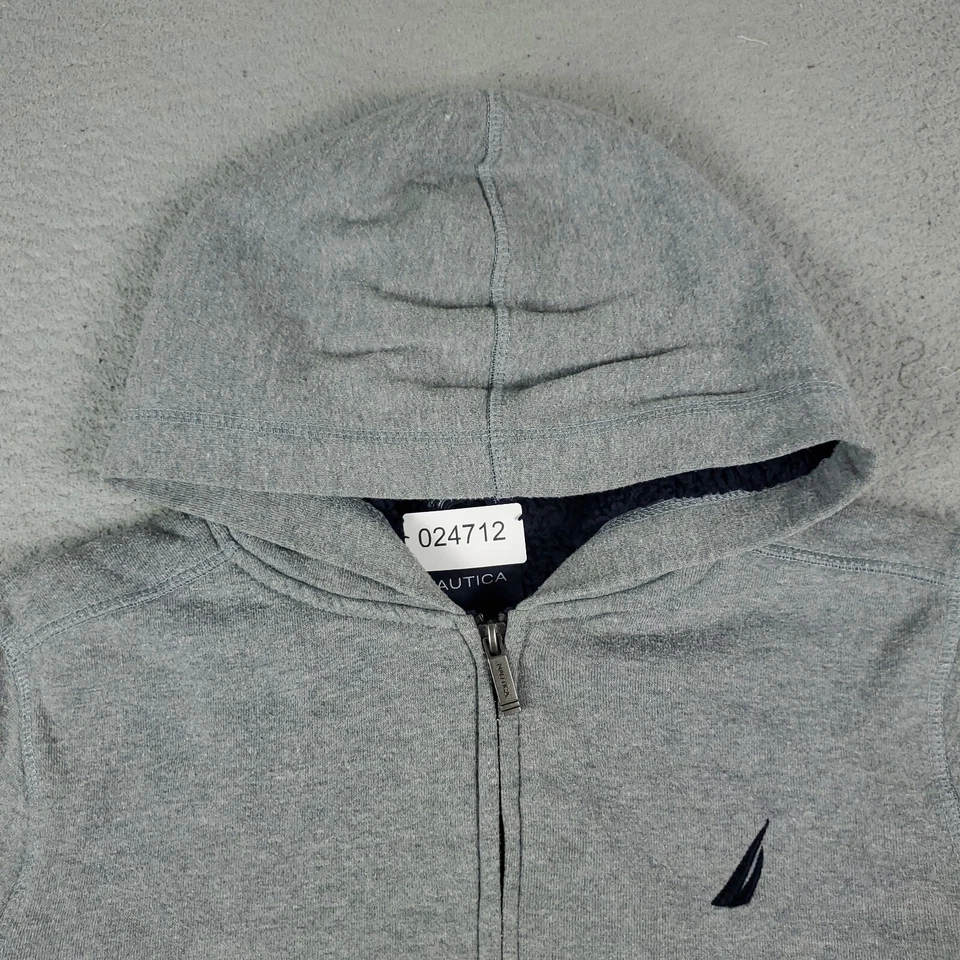 Suéter Nautica Niños Grande Gris Sherpa Forrado de Vellón Cremallera Completa Sudadera con Capucha * Foto 3 de 4