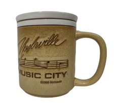 1985 Music City Nashville 3D Relief Coffee Tea Cup Mug Made In England Vintage