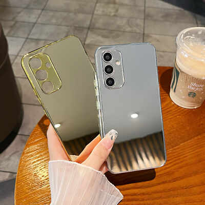For Samsung Galaxy A54 5G A34 A14 A13 Slim Fit Sparkling Makeup Mirror Back Case