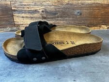 Birkenstock Oita Slide Unisex US L7-M5 Black Nubuck Leather Slip-On Sandals