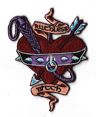 Ruthless Bitch Whip Arrow  Heart  Iron On Sew-On Embroidered Patch 2 5/8''X3 1/2''