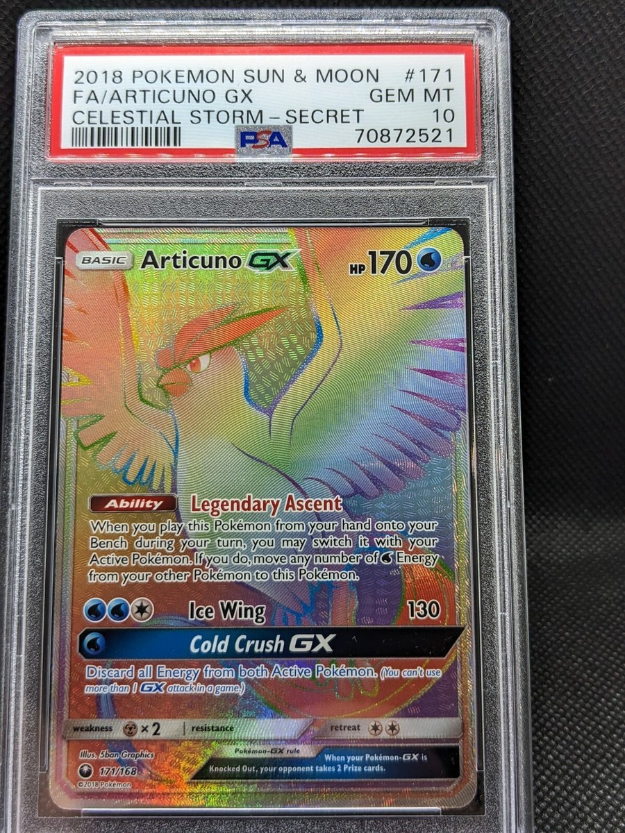 PSA 10 ARTICUNO GX 171/168 Full Art Celestial Storm Secret Rare