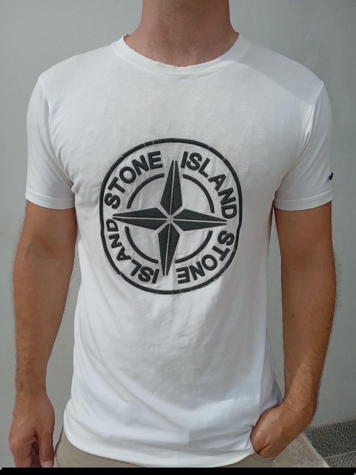 STONE ISLAND White T Shirt Size 38 UK Vintage 100percent Cotton Vintage RRP £150.00