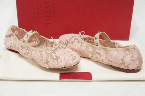 VALENTINO ROCKSTUD BALLERINA IN PIZZO NUDO 35/4,5 $545 - Foto 2 di 12
