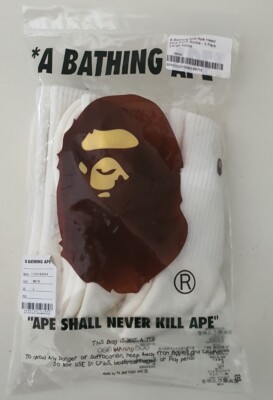 A Bathing Ape Ape Head One Point weiße Socken 3er-Pack L Large UK 9-11 Japan BAPE