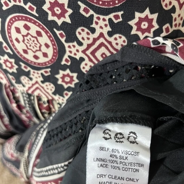 Vestido midi manga larga estampado Ezri seda viscosa SEA New York talla 6 Foto 3 de 4