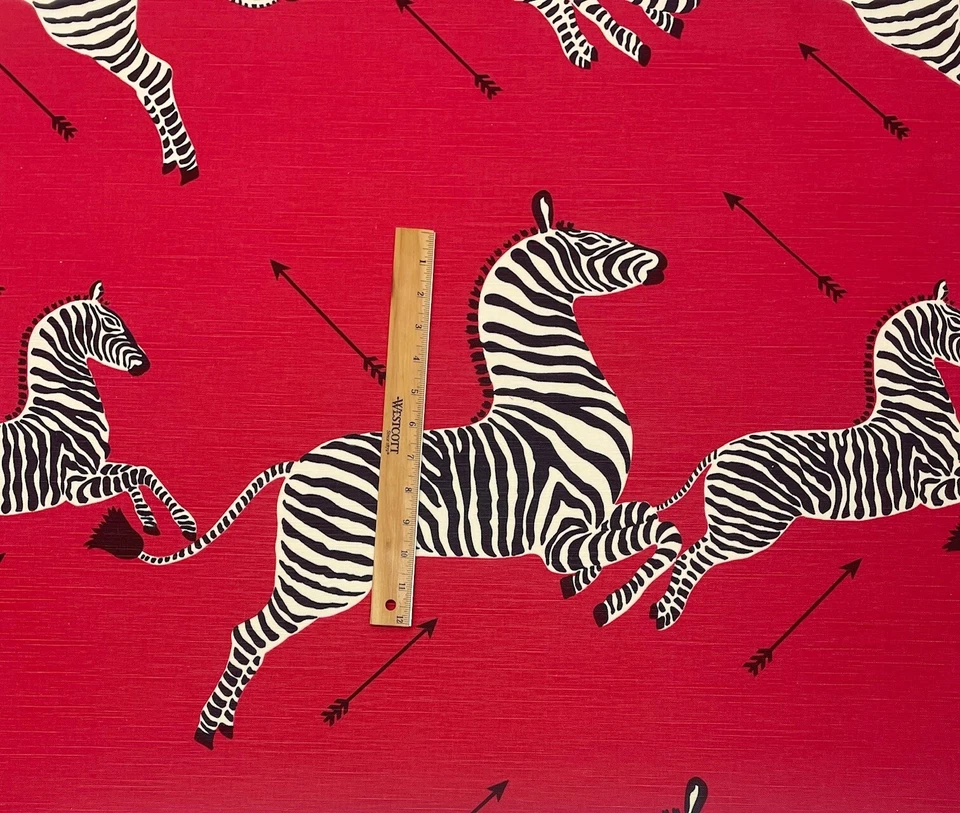 SCALAMANDRE ZEBRAS MASAI RED LARGE PRINT LINEN DESIGNER FABRIC 25" LONG 54"W - Image 4 of 4