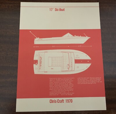 NOS Chris Craft 1970 17' Ski Boat Specifications Schematic Price Sheet