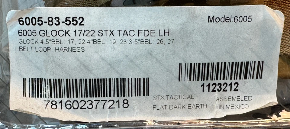 Safariland 6005 SLS LH Leg Holster FDE QD Strap GLOCK 17 22 ALL GENS - LEFT HAND - Image 2 of 3