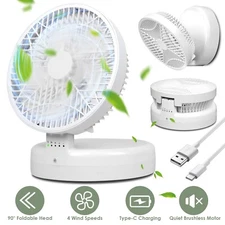 Quiet Wall Mounted Fan Desktop Portable 90° Foldable Type-C Small Fan 4 Speeds