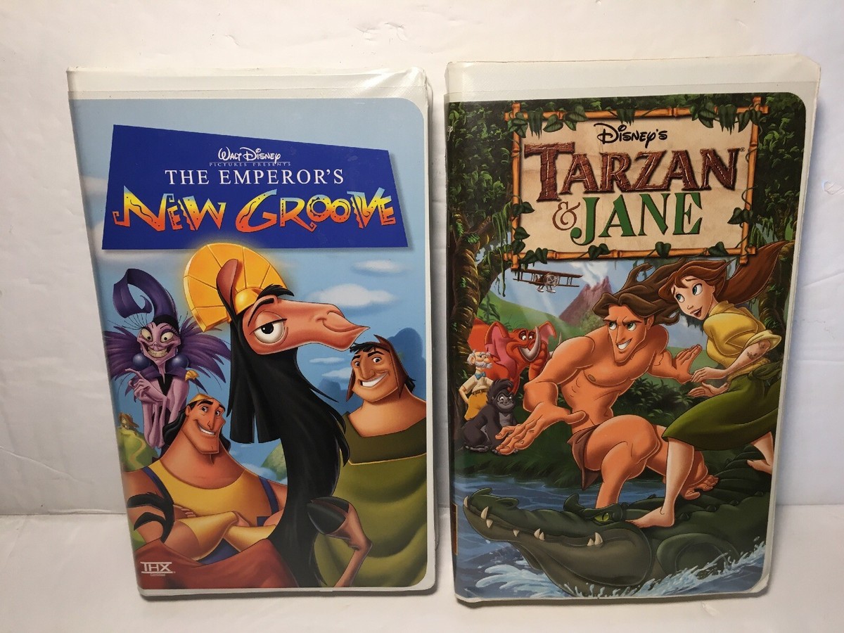 2 Disney VHS Tarzan & Jane & The Emperor's New Groove Phil Collins
