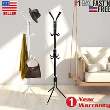 Coat Rack Hat Stand Tree Clothes Hanger Umbrella Holder Metal Organizer 12 Hooks