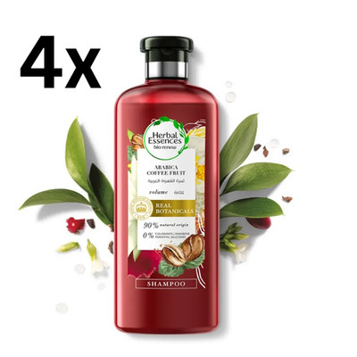 4X Herbal Essences Arabica Coffee Fruit Shampoo Infuses Fine 400ml