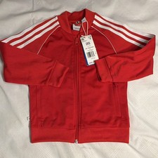 adidas HF7471 SST Boys Track Jacket Red White Full Zip 2XS