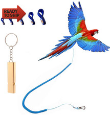 Parrot Bird Harness Leash Anti-Bite Outdoor Blue Flying Training Rope with 5Pcs