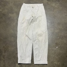 Vintage 50s White/Green Striped Side Clasp Pants 28x29 1950s True Vintage