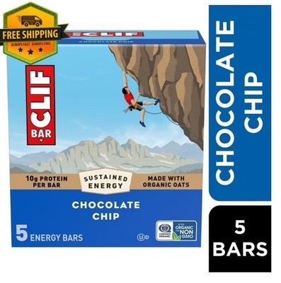 CLIF BAR Chocolate Chip Energy & Protein Bars, Pack of 5