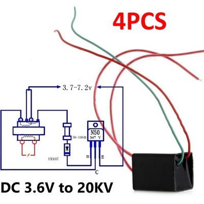 DC 3.6V to 20KV Low-liter Boost Step-up Power Module High-Voltage Generator 4PCS