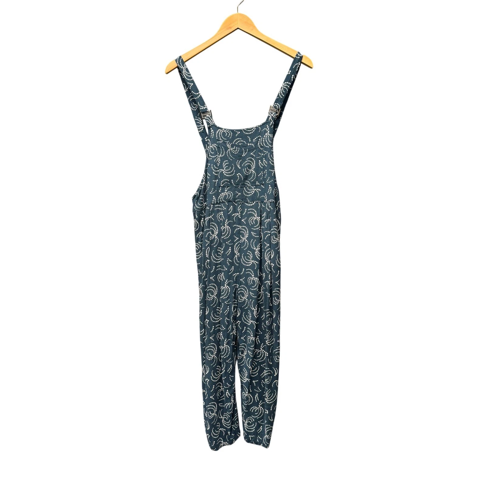 Maeve Overalls Womens XS Printed Tidal Jumpsuit Blue Boho Crop Coastal Comfy
