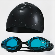 Swimming Goggles with Swim Cap Anti-Fog UV-Protection No Leaking for Adult Man