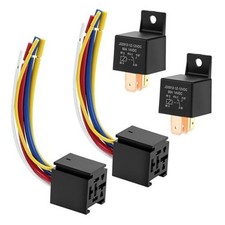 Car Relay with Harness, 2 Pcs 5-Pin 5 Wire Relay, 80A 12V Automotive Socket