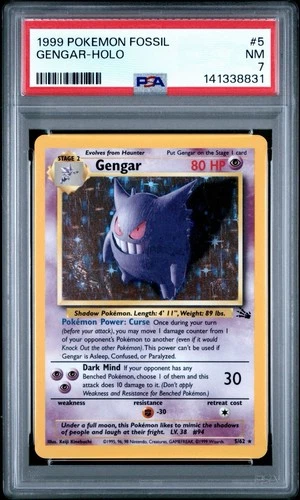 1999 POKEMON FOSSIL GENGAR-HOLO PSA 7