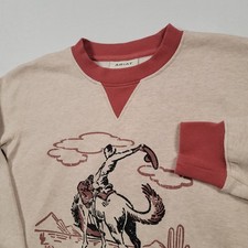Ariat Youth Bronc Junior Sweatshirt L 12 Western Graphic Pullover Beige