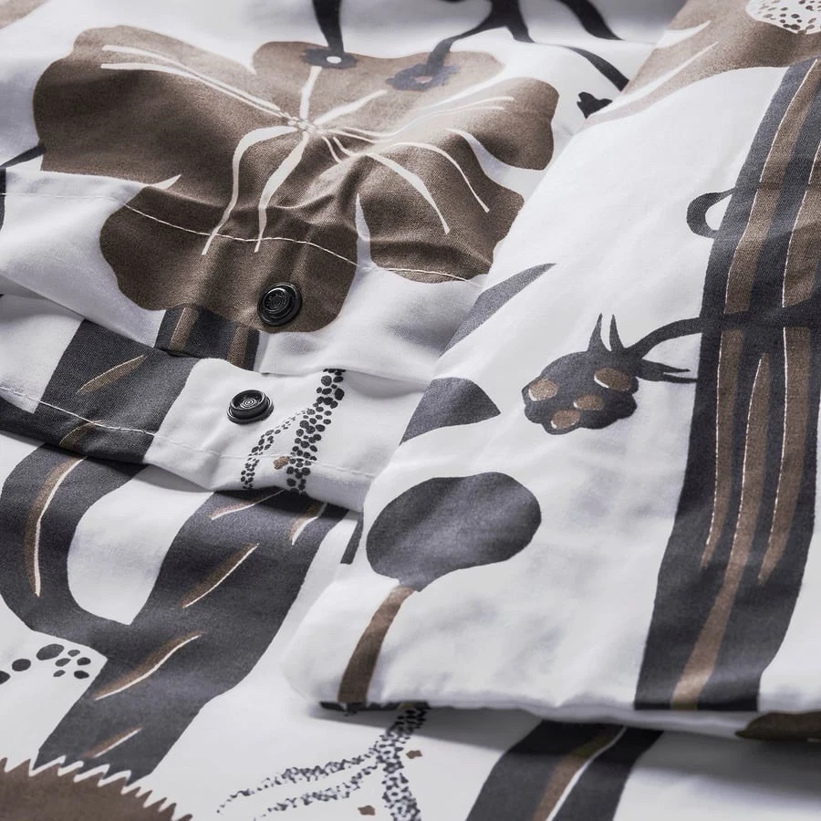 IKEA LUNDSKAFTING Full / Queen Duvet Set White/Black/Brown 306.063.66 - Image 4 of 4