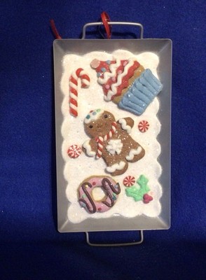 Gingerbread Cookies On Tray Sheet Pan Christmas Ornament New