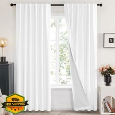 Deconovo Blackout Curtains White 52x84 Inch - Thermal Insulated Drapes