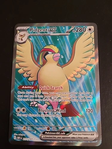 Pidgeot Ex 217/197 Obsidian Flames Illustration Rare NM Pokemon Card