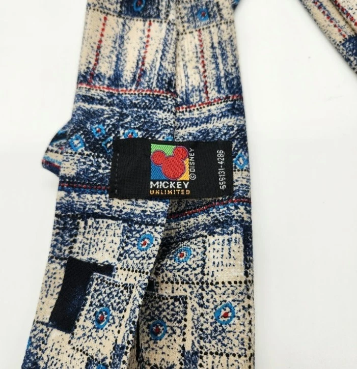 Disney Unlimited Mickey & Donald Grandpa Sweater Pattern Men's Neck Tie Preowned
