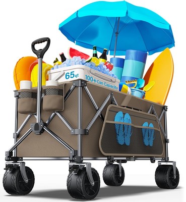 Collapsible Wagon, 440 lbs Foldable Utility Wagon Cart with Big Wheels, Heavy...