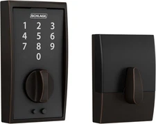 Schlage BE375 CEN 716 Touch Century Deadbolt, Electronic Keyless Lock, Age Bronz