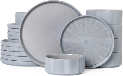 Elegant 18-Piece Ceramic Dinnerware Set for 6 - Chip Resistant, Dishwasher Safe