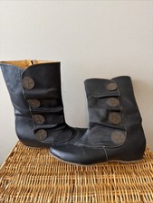 Livie And Luca Boots Marcha Boot Leather Flat Heel Medallion Side Zip Black 8.5