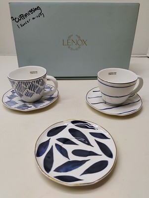 Lenox China  BLUE BAY ESPRESSO CUPS & SAUCERS   - Set of Two -Plus 1 Saucer  N/O