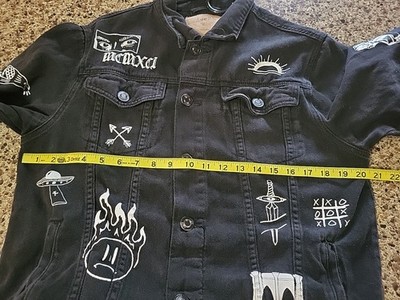 Rue21 Black Denim Y2K Skater Trucker Jacket Gothcore Sz Medium | eBay