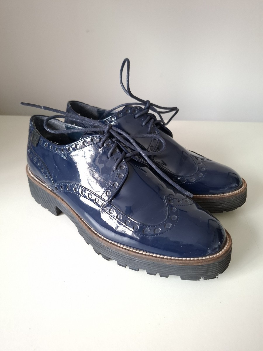 Red or Dead Navy Patent Brogue Lace up Shoes Size UK EU 38 UK