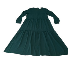 Asos Design Smock Midi Dress Womens Size 10 Green Long Sleeve Tiered